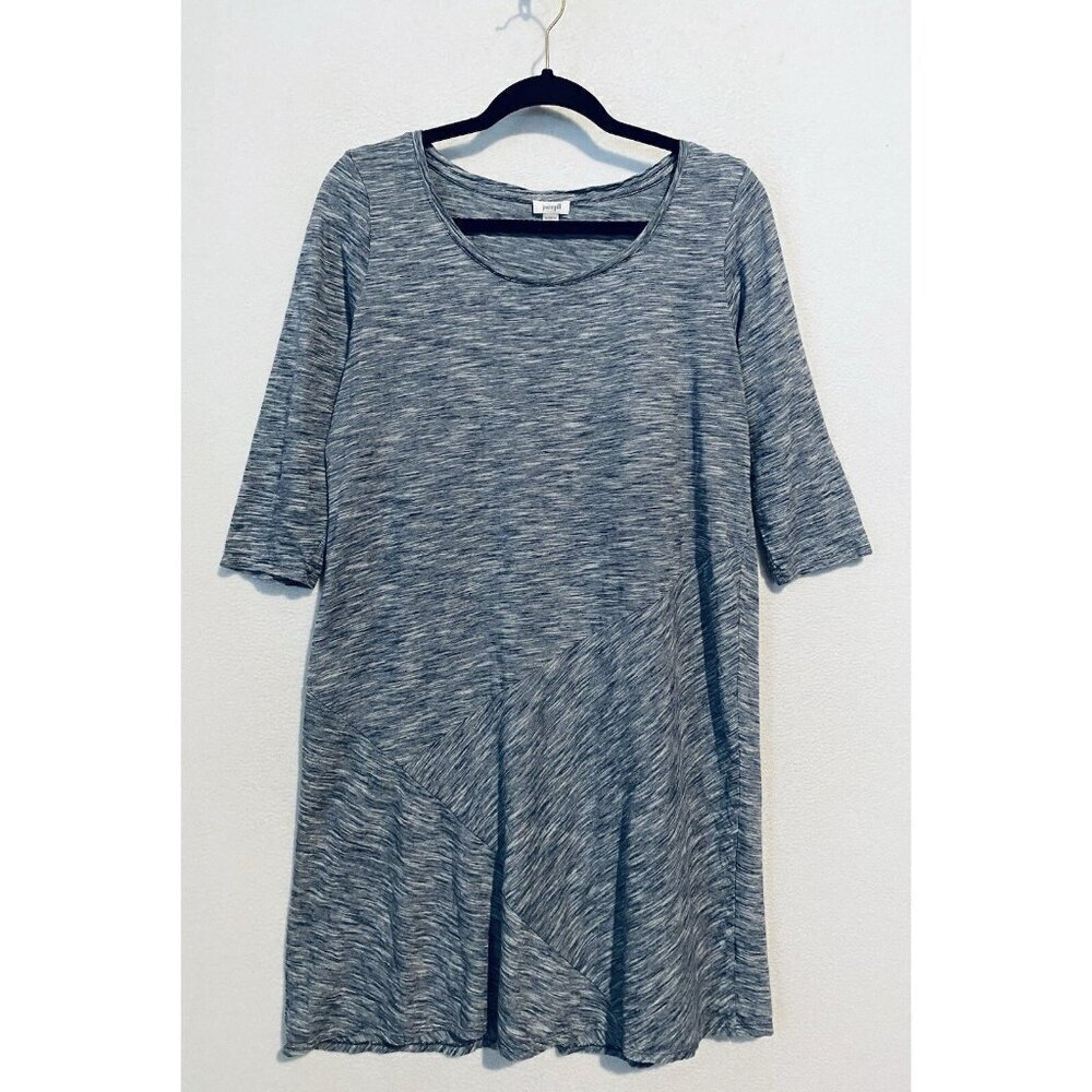 J Jill Pure Jill Dress Womens Medium Blue Space Dye Scoop Neck Half Sleeve